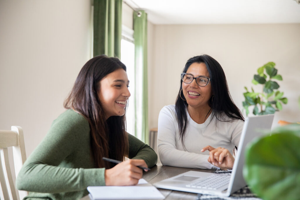 Mom and teen talking