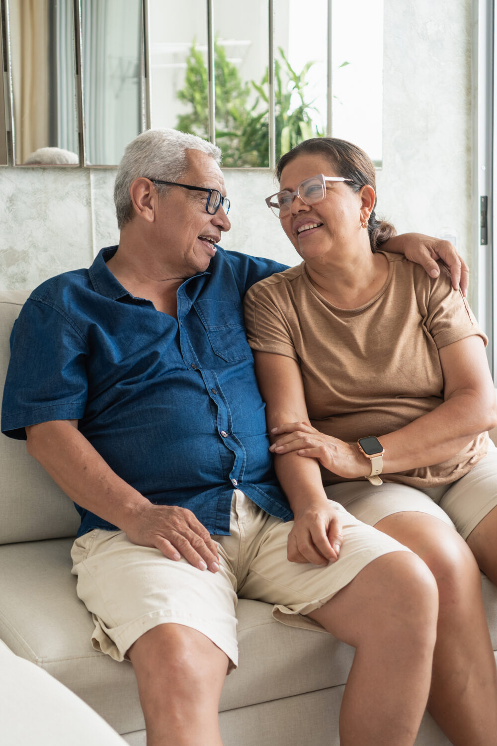 Senior couple sharing true love and happy moments at home